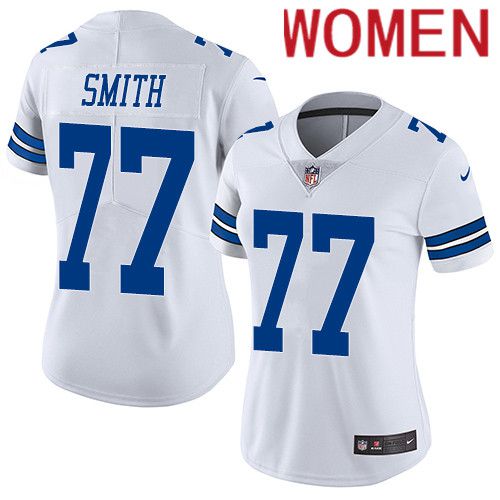 Women Dallas Cowboys #77 Tyron Smith Nike White Vapor Limited NFL Jersey->women nfl jersey->Women Jersey